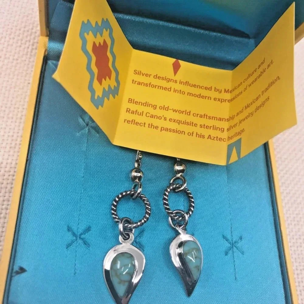 Elegant South West 925 Sterling Silver Earrings by RAFUL CANO MEXICO - Picture 3 of 15